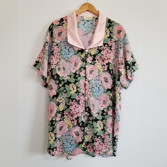 Victoria's Secret Other - Vintage Victoria's Secret Floral Print Night Tunic Mini Dress Size M/L